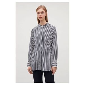 COS β’ Waisted Striped Shirt in Navy/White Stripe